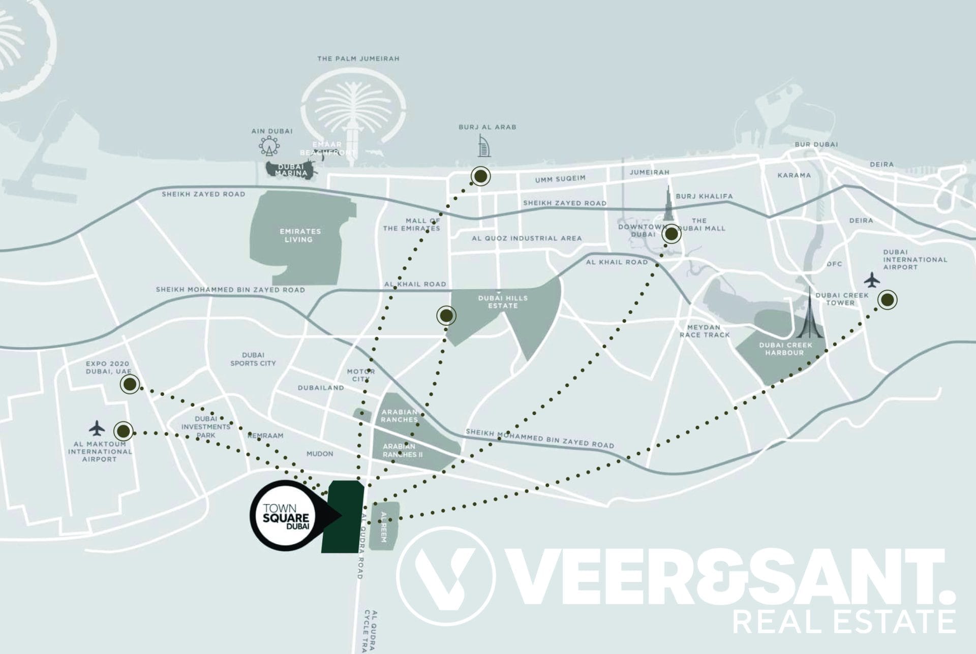 town square dubai location map